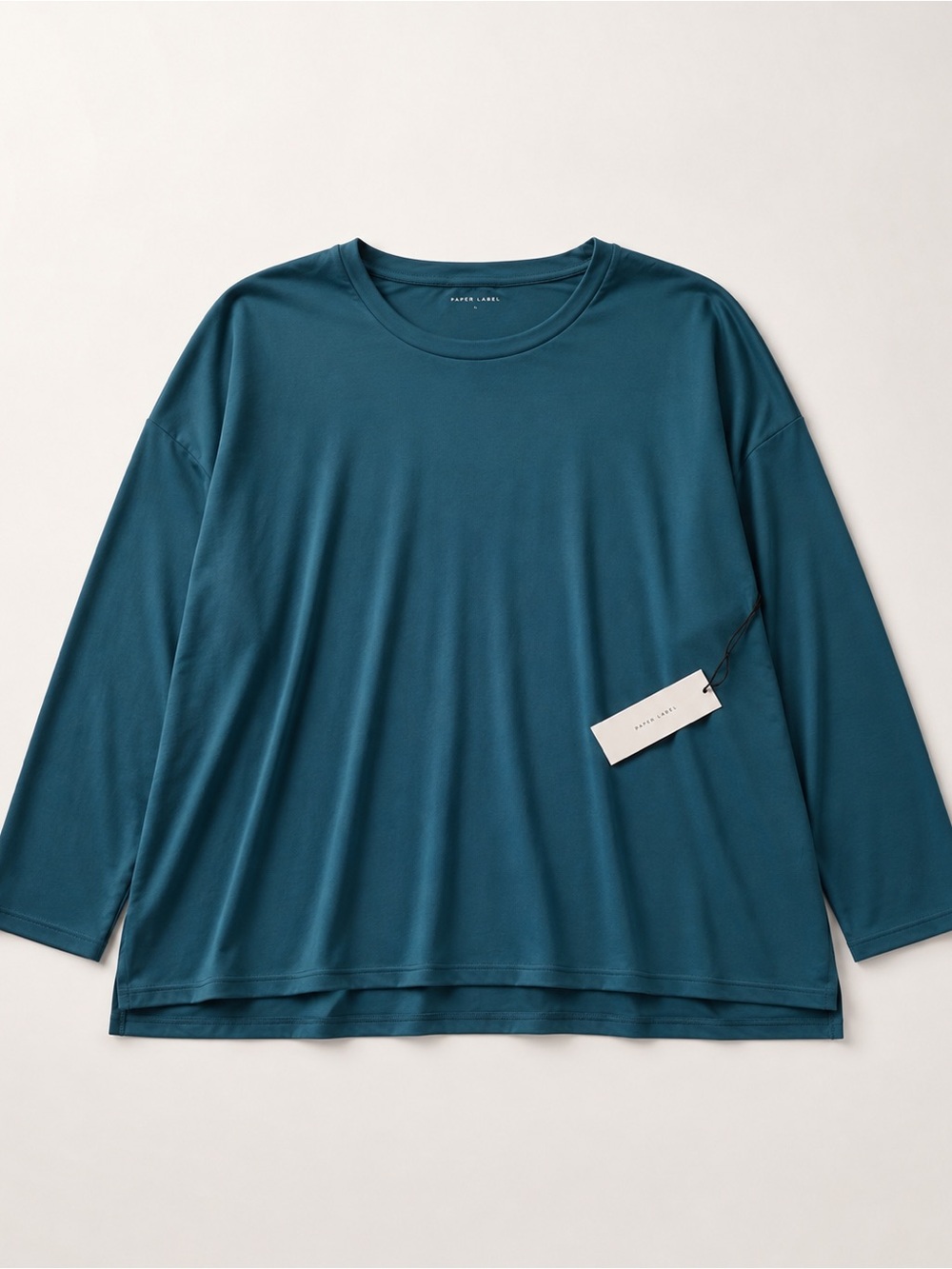 Relaxed Long-Sleeve Crewneck Top - Teal